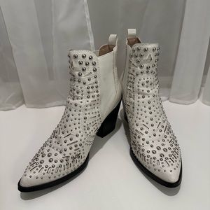 Steve Madden White Studded Booties